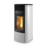 Pelletofen MCZ Club Air 10 R Absolute 10 kW – Ausführung: Top Keramik Schwarz, Seiten Stahl Weiß