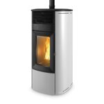 Pelletofen MCZ Club Comfort Air 12 UP! Absolute 11,9 kW – Ausführung: Top Keramik Schwarz, Seiten Stahl Weiß