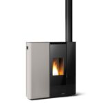 Pelletofen Palazzetti Ecofire Scarlet Lux TC 9 US, 9 kW – Ausführung: Stahl Taubengrau